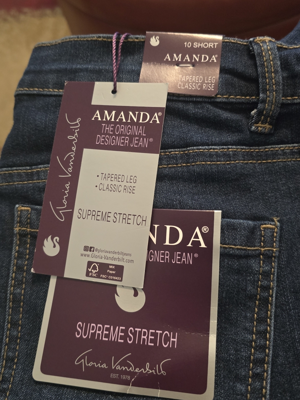 Gloria Vanderbilt Amanda Tapered Jeans - Dark Blue